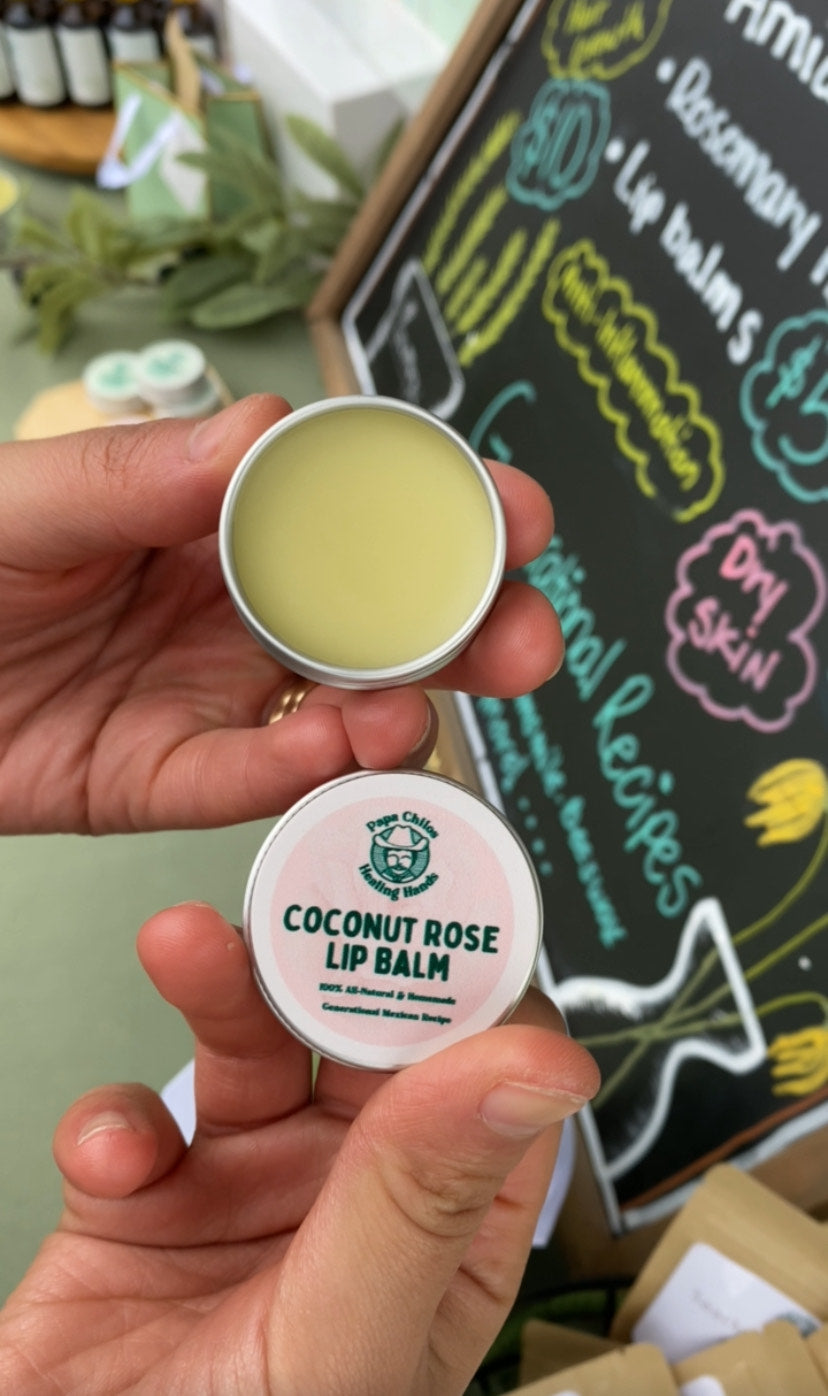 Bálsamo labial de coco y rosa